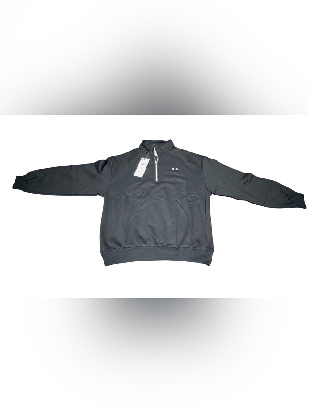ALO Yoga Black Zip Pullover with White Tag